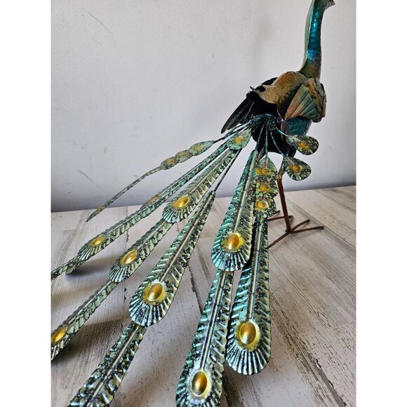 Metal peacock bird lawn decor large life size colorful blue unique large peacock - Picture 5 of 10